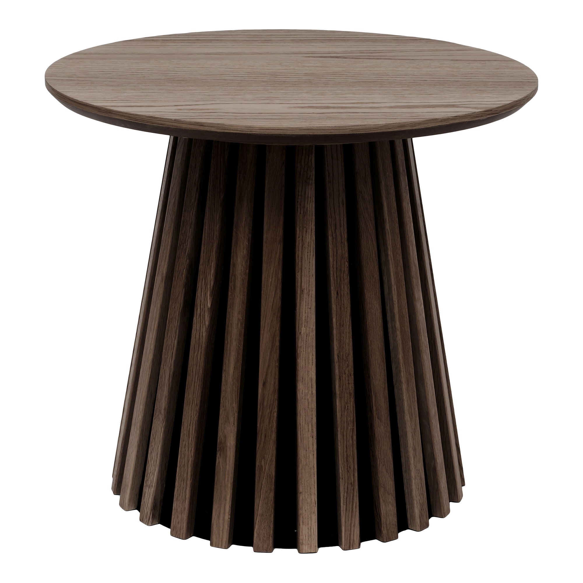 House Nordic Osaka bijzettafel gerookt eiken rond Ø50 cm met mat donkerbruin fineer op MDF, Japandi accent naast bank